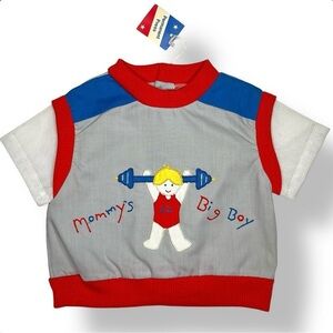 Vintage Cradle Togs Boys “Mommy’s Big Boy” Shirt Appliqué , Button Back ,9mo NWT